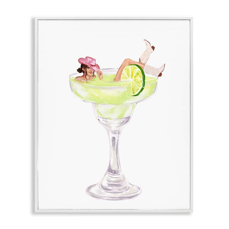 Stupell Cowgirl Lounging in Cocktail Framed Giclee Art Design By Ziwei Li - 24 x 30 - White