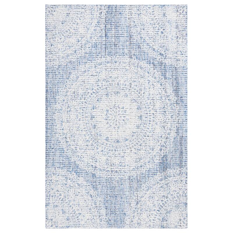 SAFAVIEH Handmade Ebony Satoko Medallion Wool Rug - 6' x 9' - Blue/Ivory