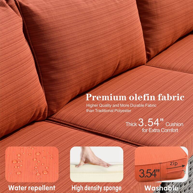 OVIOS 5-Piece Deep Seat Wicker Outdoor Patio Furniture Set