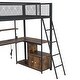 preview thumbnail 9 of 14, Metal Loft Bed with LED and Built-in Work Station,Twin Size