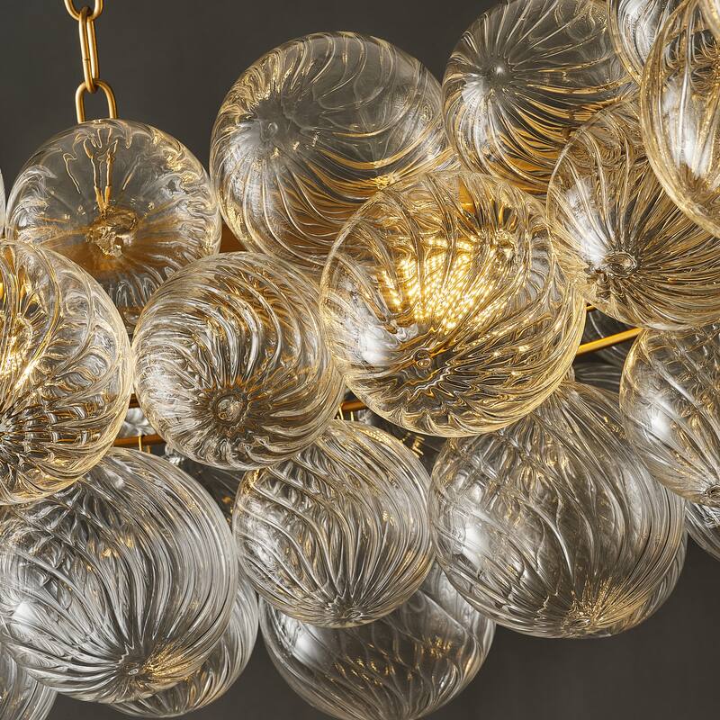 Gold Bubble Ball Chandelier, LED Pendant Light with Glass Globes