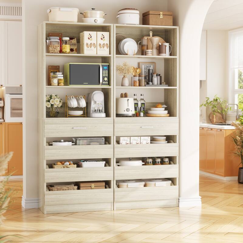 21.3'' W Closet System with 4 Wooden Drawers, 1.78FT Walk-in Closet Organizer Wardrobe with Adjustable Open Shelves