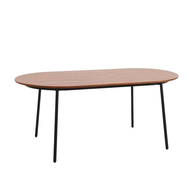 7-Piece Dining Set in Black Steel with 6 Chairs and Table Tule Collection by LeisureMod