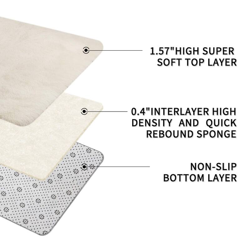 Area Rugs 8x10 Living Room, Large Area Rug Shag Shaggy Carpet Soft Plush Furry Bedside Rug, Machine Washable Area Rug - 6' x 7'