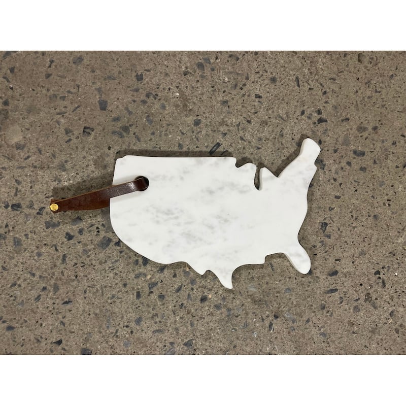 Lg Polished Marble "USA" Cutting Board - A - White
