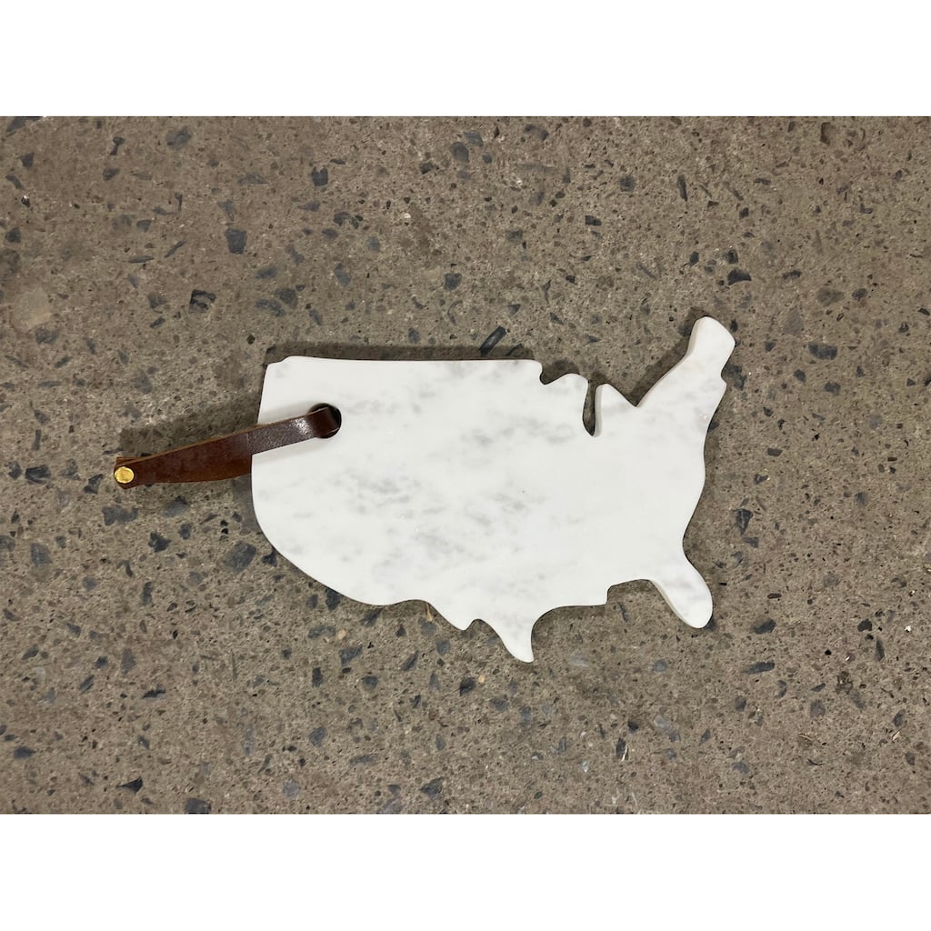 Lg Polished Marble "USA" Cutting Board - A - White