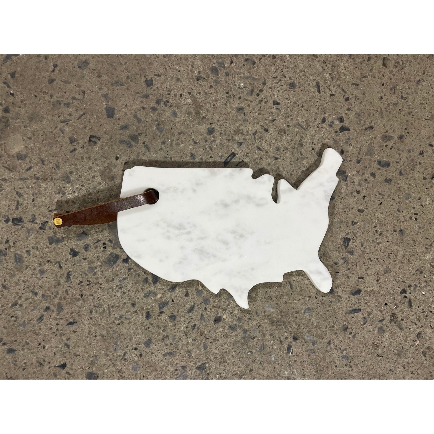 Lg Polished Marble "USA" Cutting Board - A - White