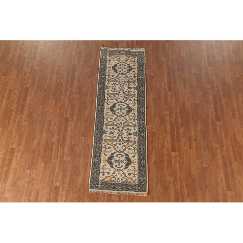 Oushak Oriental Runner Rug Handmade Floral Wool Carpet - 2'5"x 7'9"