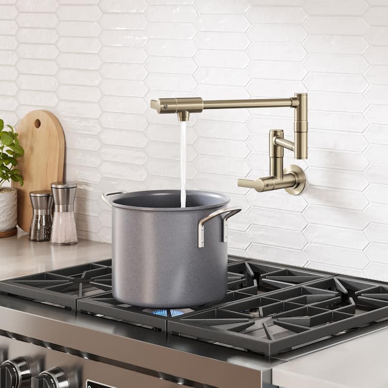 KRAUS Oletto Wall Mount Pot Filler Kitchen Faucet with Retractable Arm