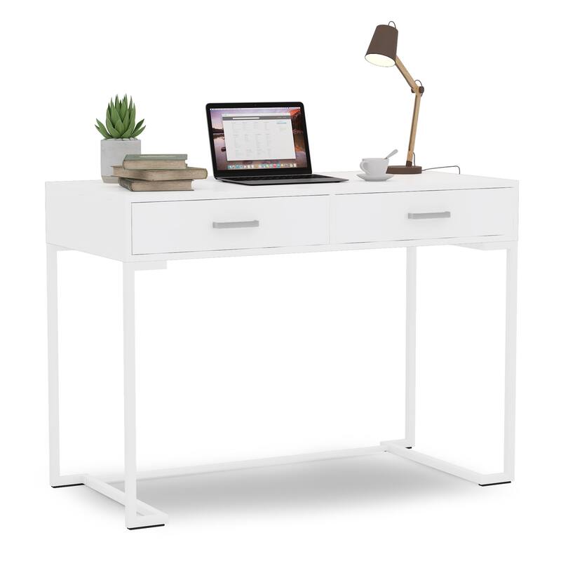 Modern Simple Computer Desk Writing Table with 2 Drawers for Home Office