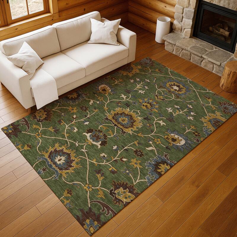 Machine Washable Indoor/ Outdoor Traditional Luna Chantille Rug