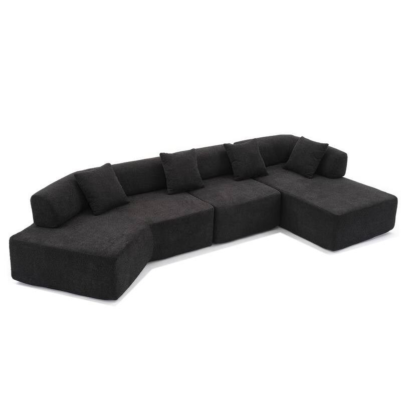 140" L-Shape Cloud Sectional Couch w/ Chaise, Modern Modular Sofa with Deep Seat, Upholstered Couches No Assembly Required
