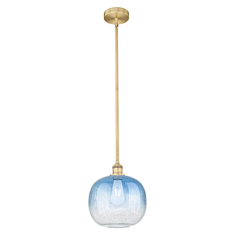 Innovations Lighting Endless Possibilities Edison - Brookhaven Sphere - 1 Light 11" Stem Hung Mini Pendant - Brushed Brass/Sapphire Blue