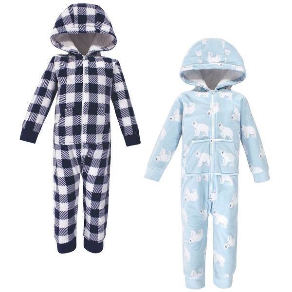slide 1 of 1, Hudson Baby Toddler Boy Fleece Jumpsuits, Coveralls, and Playsuits 2pk Set, Polar Bear 2T - Blue