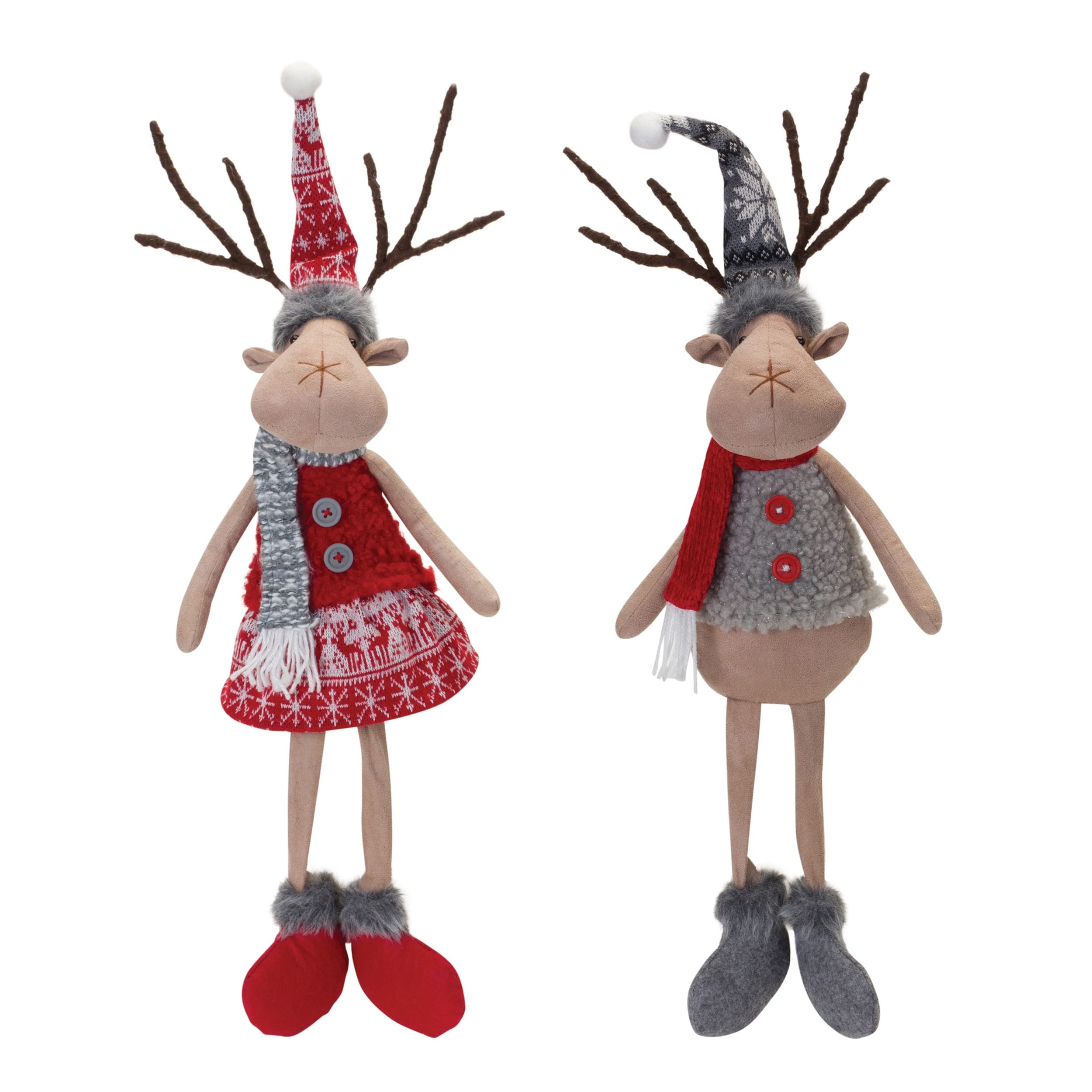 Plush Winter Deer Shelf Sitter (Set of 2) - 10
