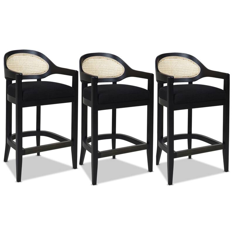 Americana Mid-Century Modern Rattan Cane Back Counter and Bar Stool