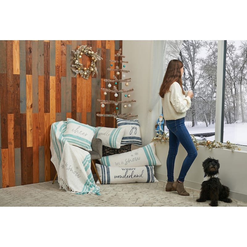 14" x 22" Morgan Sparkle Woven Christmas Throw Pillow