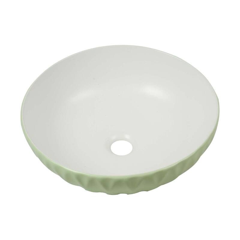 16 inch Round Ceramic Vessel Bathroom Sink - Modern Textured Bowl Design - 16" Round