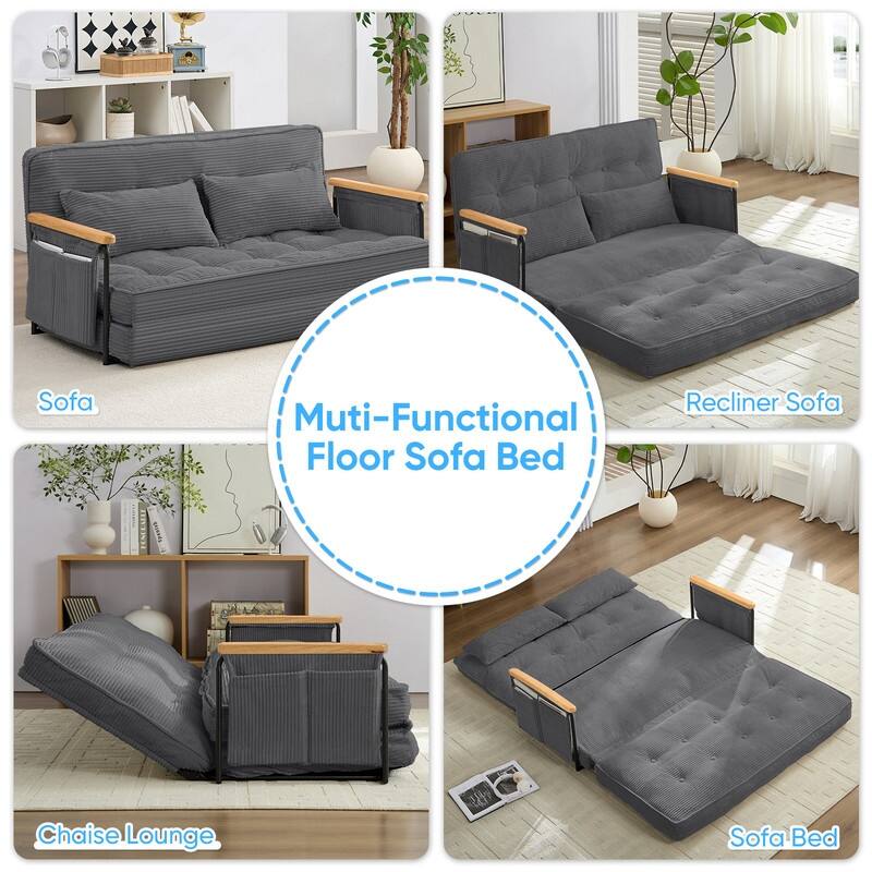 Mixoy Muti-Functional Folding Floor Sofa Bed,3-Seater,2-Seater,1-Seater Lazy Futon Sofa with 6 Position Adjustable Backrest