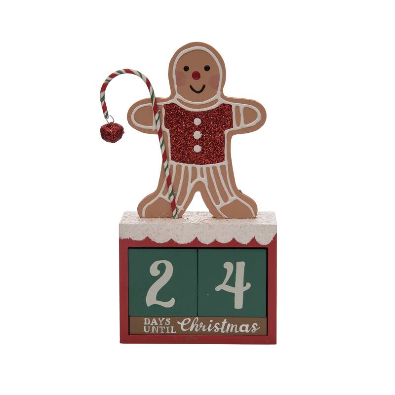 Transpac Wood 7.75 in. Multicolor Christmas Gingerbread Countdown Set of 3 - Multi
