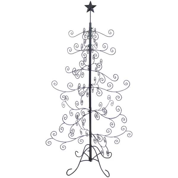 Sunnydaze Noelle Black Metal Christmas Ornament Tree 60 Inch Bed