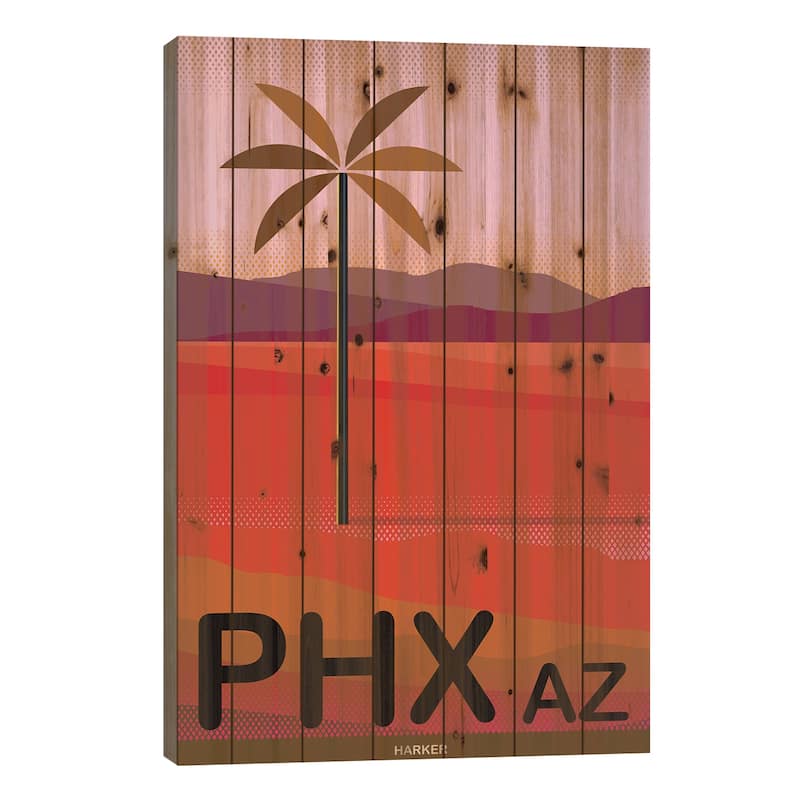 Phoenix Travel Poster Print On Wood by Charles Harker - Multi-Color - 26x18x1.5