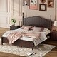 preview thumbnail 2 of 7, Queen Wood Platform Bed with Retro Design and Sturdy Wooden Slats