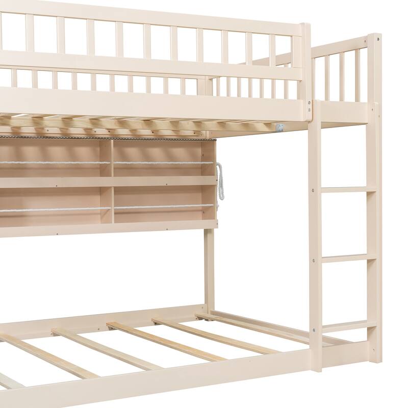 Convertible Bunk Bed with LED Storage Wall & Pegboard by Harper&Bright Designs