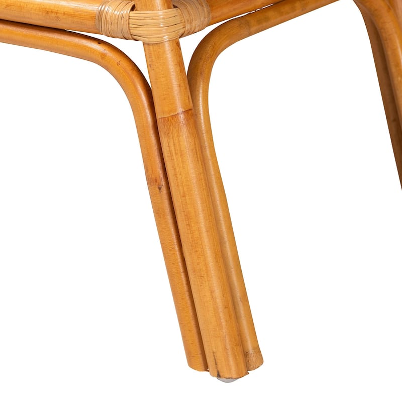 Nayana Modern Bohemian Natural Rattan 2-Tier Console Table