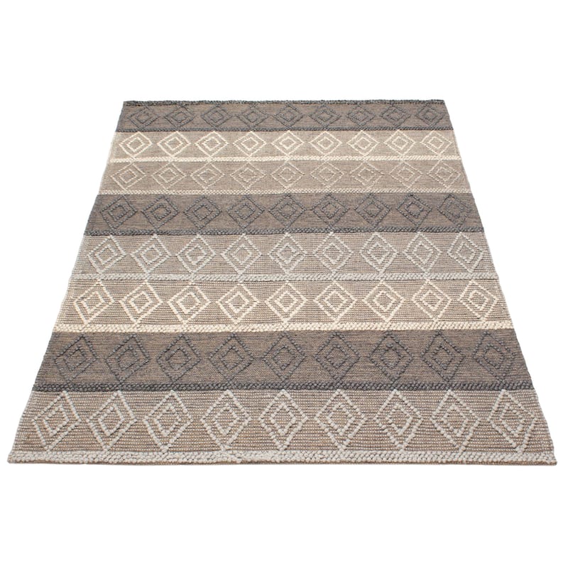 ECARPETGALLERY Braid weave Sienna Grey Wool Rug - 6'0 x 8'8