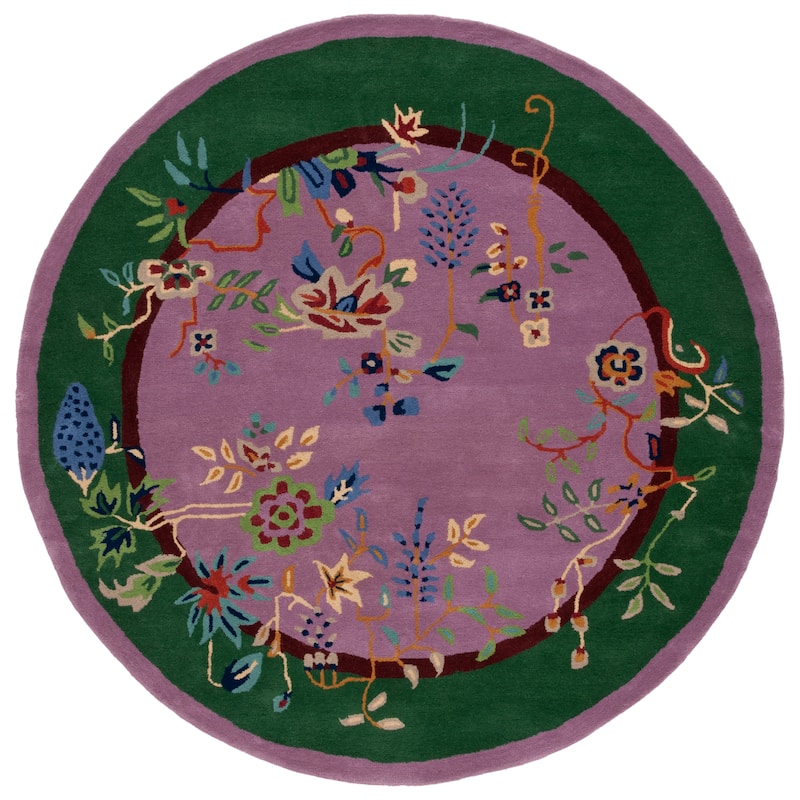 SAFAVIEH Handmade Metro Iroda French Country Wool Rug - 6' Round - Purple/Green