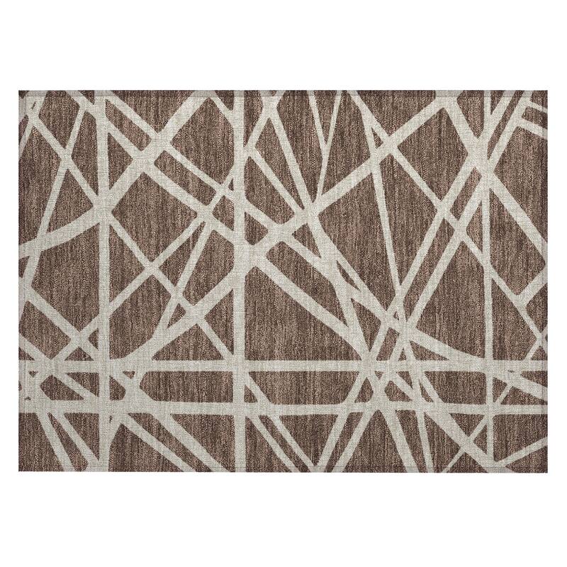 Machine Washable Indoor/ Outdoor Abstract Contemporary Chantille Rug
