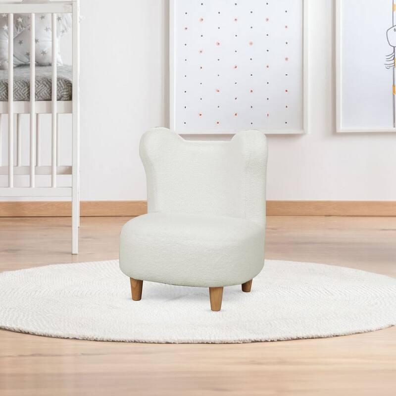 Aria Home White Curved Teddy Bear Kids Chair with Washable Fabric Seat