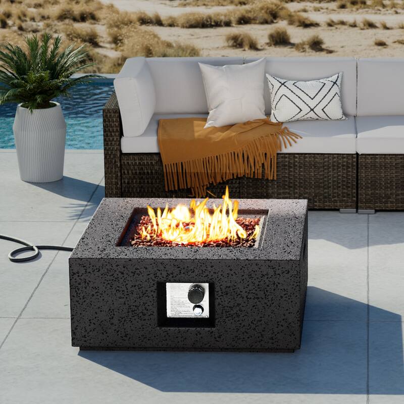 COSIEST Outdoor Square Propane Fire Pit Table, 40000BTU - Grey