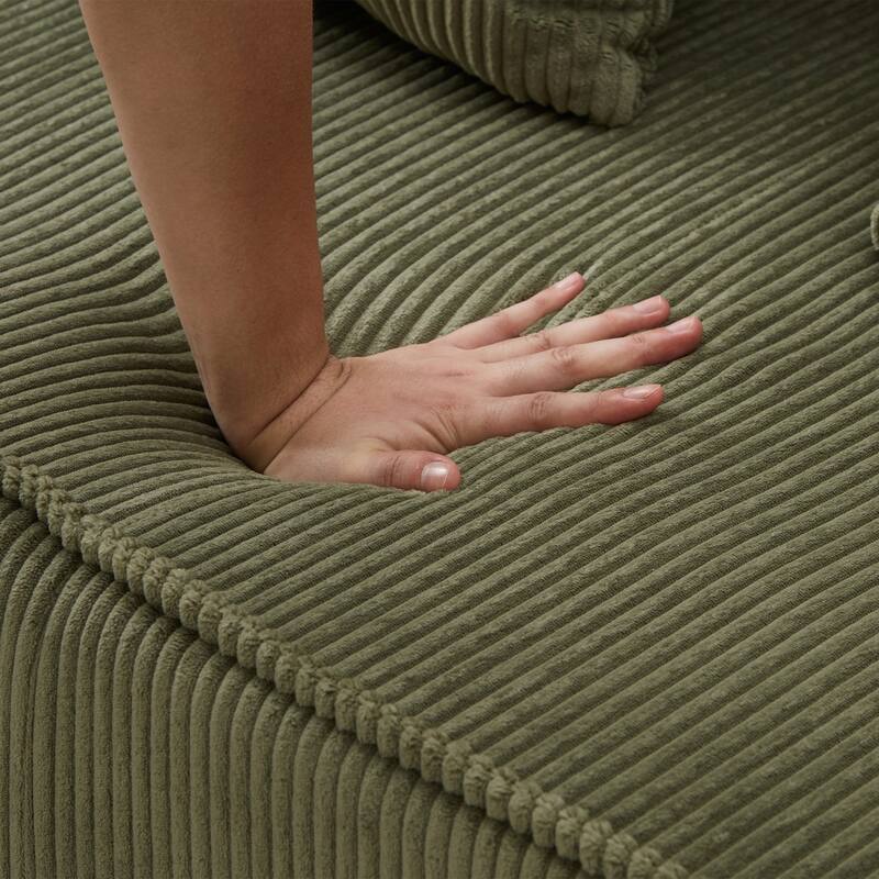 130" U-Shaped Upholstered Sectional Sofa with RGB LED Light Strip and 6 Pillows