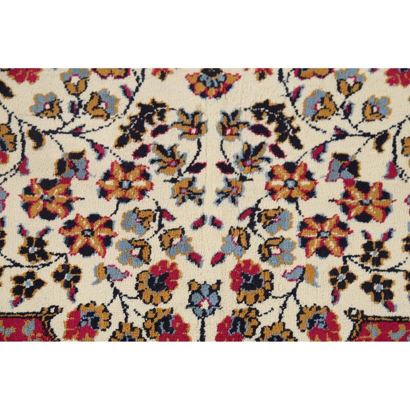 Floral Ivory Mashad Turkish Rug Machine Made Carpet - 6'4" x 9'6"