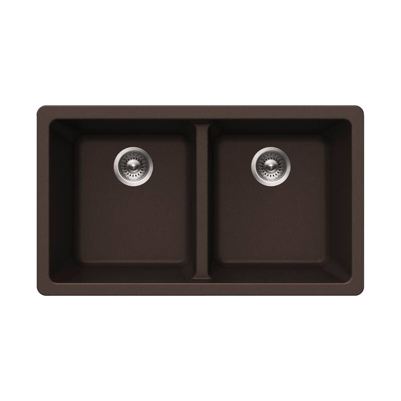 Houzer M-300U Quartztone 31-1/8" Undermount Double Basin Granite - Mocha