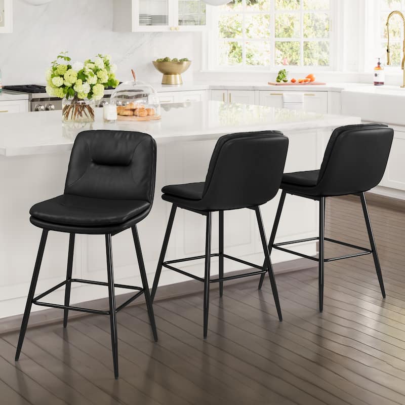 Set of 3, Faux Leather Counter and Bar Stools - Overstock
