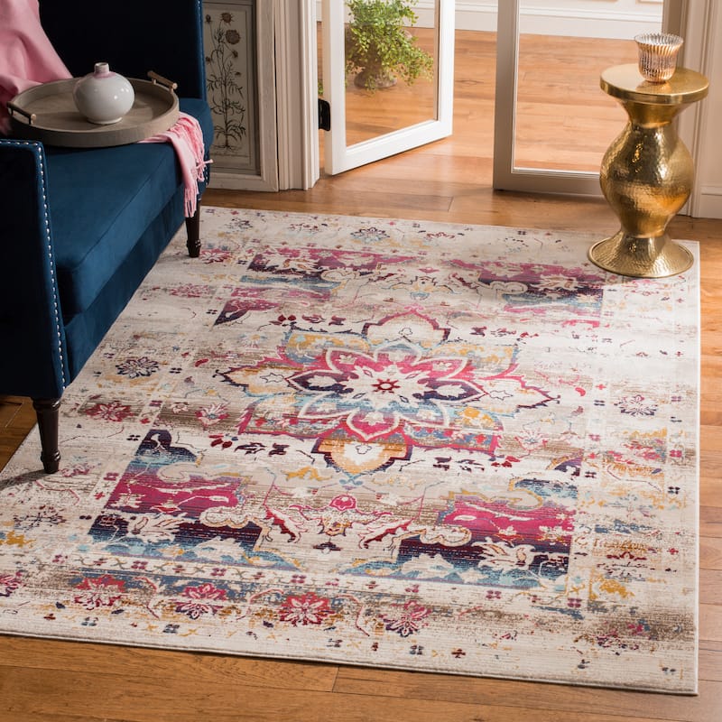 SAFAVIEH Baldwin Sudha Vintage Boho Oriental Rug - 10' x 14' - Cream/Fuchsia