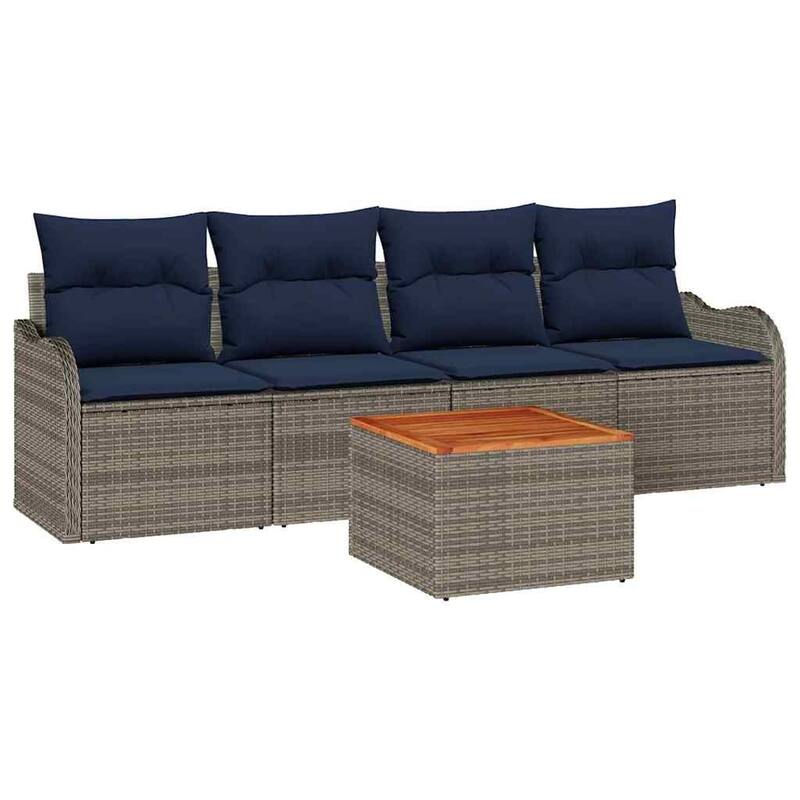 vidaXL 5 Piece Garden Sofa Set with Cushions - 90.9×24.4×27.2