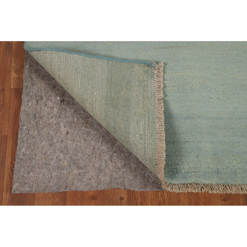 Light Blue Gabbeh Oriental Foyer Rug Bedroom Hand-Knotted Wool Carpet - 3'4"x 5'0"