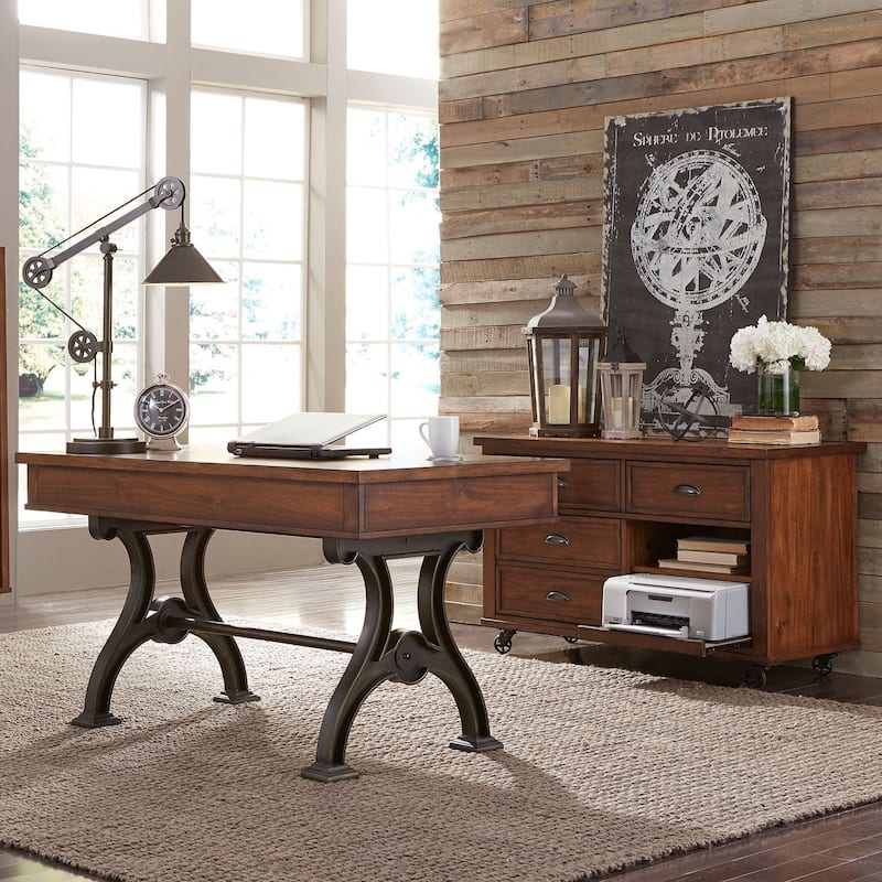 Arlington House Cobblestone Brown Complete 2 Piece Desk - Brown