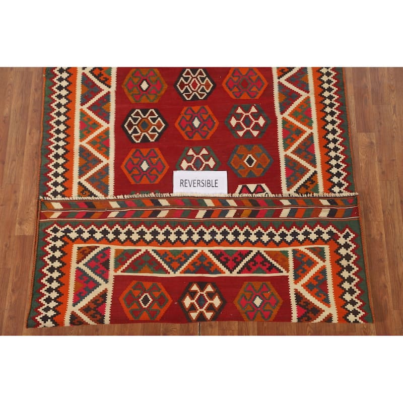 Kilim Qashqai Persian Rug Flatweave Wool Carpet - 4'10" x 9'1"
