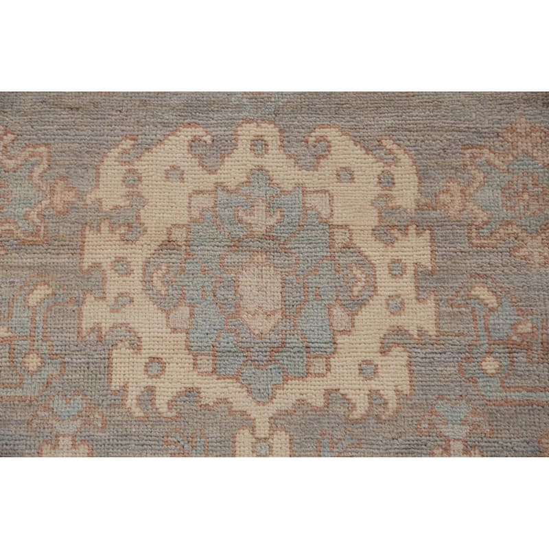 Hand Knotted Oriental 100% Wool Carpet Transitional All-Over Greys & Charcoal Oushak Area Rug - 14' 0'' X 10' 1''