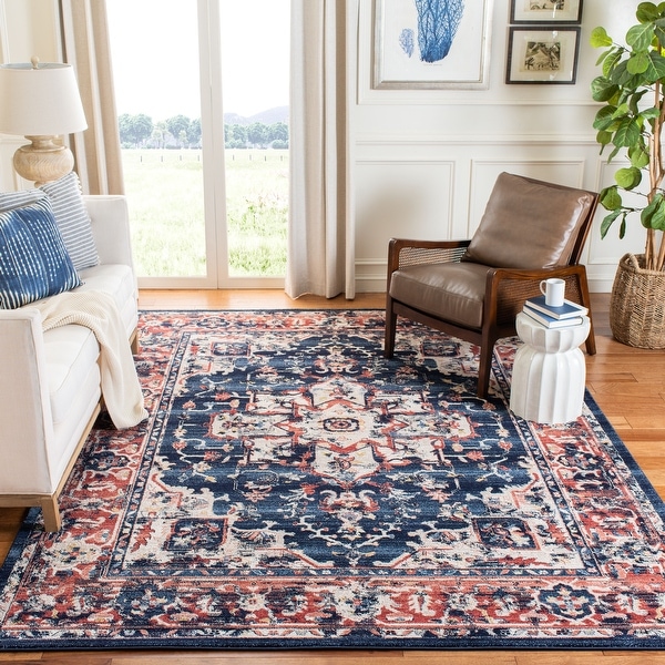 SAFAVIEH Charleston Vintage Oriental Navy/Red Rug - Bed Bath