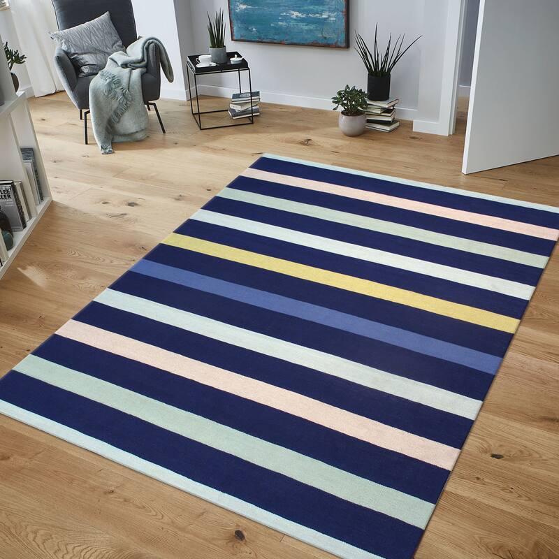 Pasargad Home Hampton Striped Indoor/Outdoor Area Rug