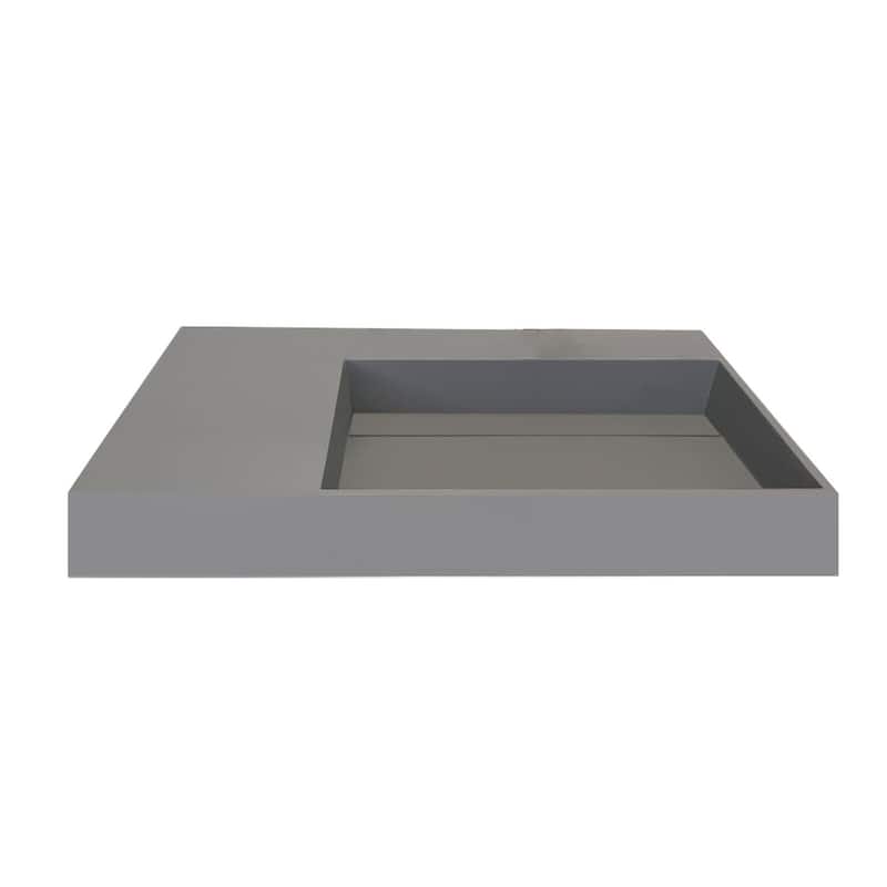 Amelia 36" - 72" Solid Surface Bathroom Vanity Top - 36" Right Basin - No Faucet Hole - Grey
