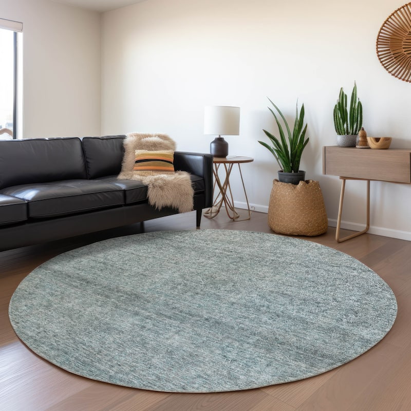Machine Washable Indoor/ Outdoor Ombre Solid Chantille Rug - Seafoam - 8' x 8'