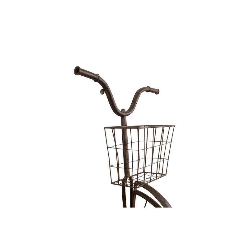 Distressed Rust Bike Shaped Metal Wall Decor with Basket