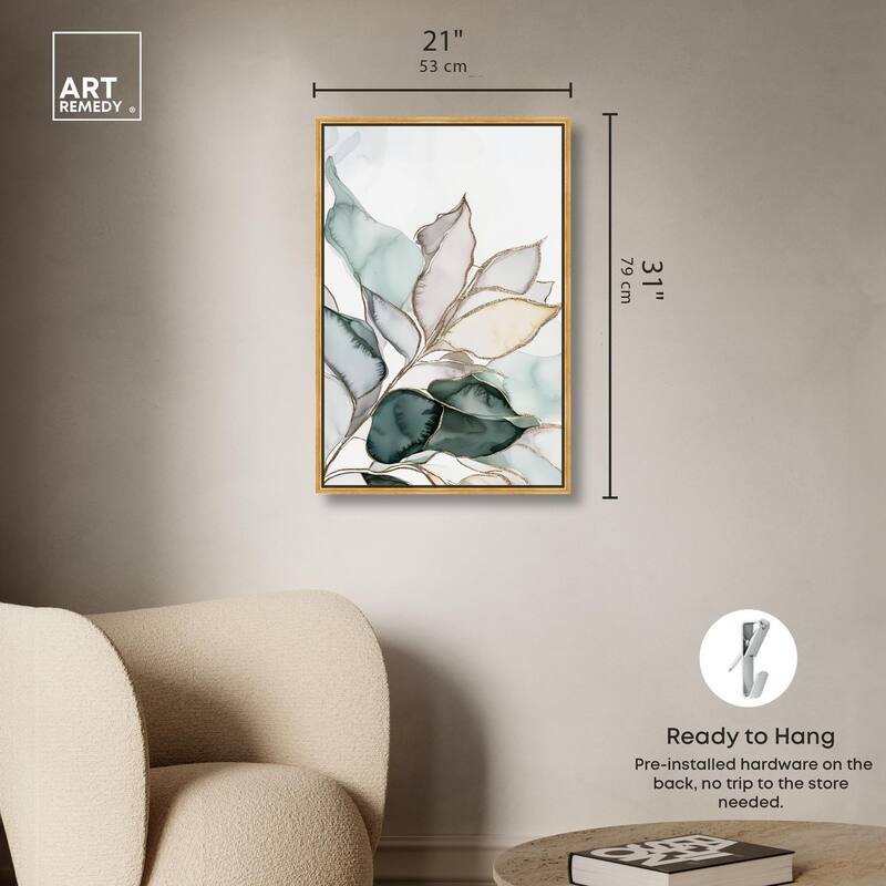 Pastel Leaves with Gold I Canvas by Art Remedy